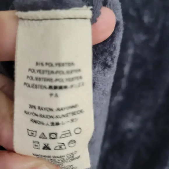 Free People Black Gray Velour Top - Picture 5 of 5